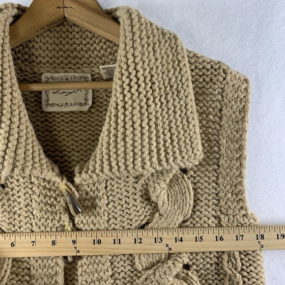 Kenji Womens Chunky Shawl Lambswool Angora Sweater Vest Large Camel Quiet Luxury - Picture 4 of 9